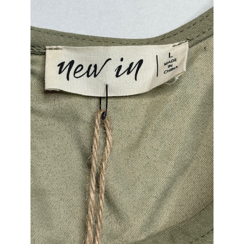 Very J New In Ruffle Smocked Blouse Womens Large Olive Green Long Sleeve Boho - Picture 7 of 14